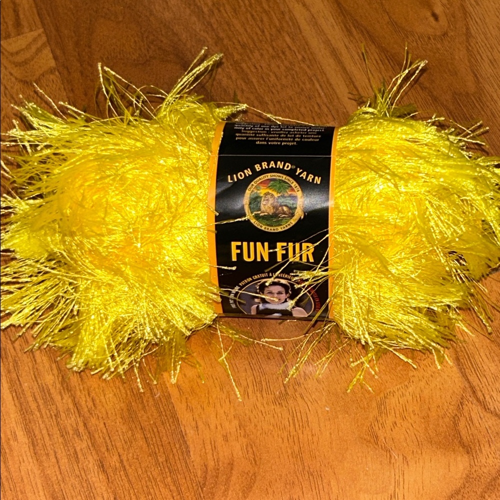 Brand New Lion Brand Fun Fur Yarn in Bright Yellow